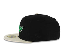 Load image into Gallery viewer, San Diego Padres New Era MLB 59FIFTY 5950 Fitted Cap Hat Black Canvas Crown Cream Visor Metallic Green/White Script Logo 40th Anniversary Side Patch