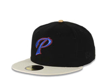 Load image into Gallery viewer, San Diego Padres New Era MLB 59FIFTY 5950 Fitted Cap Hat Black Canvas Crown Cream Visor Metallic Blue/Metallic Red Logo 40th Anniversary Side Patch