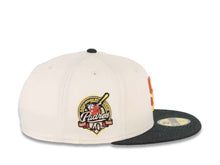 Load image into Gallery viewer, San Diego Padres New Era MLB 59FIFTY 5950 Fitted Cap Hat Cream Crown Black Visor Orange/Yellow Logo 40th Anniversary Side Patch Gray UV