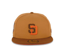 Load image into Gallery viewer, San Diego Padres New Era MLB 59FIFTY 5950 Fitted Cap Hat Tan Crown Brown Visor Brown/Orange Logo 40th Anniversary Side Patch Orange UV