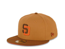 Load image into Gallery viewer, San Diego Padres New Era MLB 59FIFTY 5950 Fitted Cap Hat Tan Crown Brown Visor Brown/Orange Logo 40th Anniversary Side Patch Orange UV