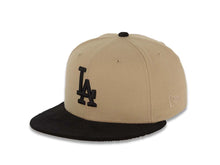 Load image into Gallery viewer, (Corduroy Visor) Los Angeles Dodgers New Era MLB 59FIFTY 5950 Fitted Cap Hat Khaki Crown Black Visor Black Logo 40th Anniversary Side Patch Orange UV