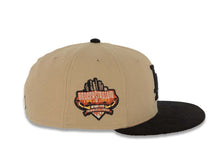 Load image into Gallery viewer, (Corduroy Visor) Los Angeles Dodgers New Era MLB 59FIFTY 5950 Fitted Cap Hat Khaki Crown Black Visor Black Logo 40th Anniversary Side Patch Orange UV