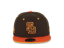 Load image into Gallery viewer, San Diego Padres New Era MLB 9FIFTY 950 Snapback Cap Hat Brown Crown Orange Visor Brown/Yellow/Orange Logo NL West Side Patch Yellow UV
