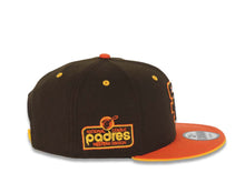 Load image into Gallery viewer, San Diego Padres New Era MLB 9FIFTY 950 Snapback Cap Hat Brown Crown Orange Visor Brown/Yellow/Orange Logo NL West Side Patch Yellow UV