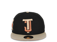 Load image into Gallery viewer, Tijuana Toros New Era LMB 59FIFTY 5950 Fitted Cap Hat Black Crown Khaki Visor Metallic Brown/Peach Logo Desarollo Toros Side Patch Dark Orange UV