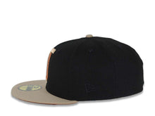 Load image into Gallery viewer, Tijuana Toros New Era LMB 59FIFTY 5950 Fitted Cap Hat Black Crown Khaki Visor Metallic Brown/Peach Logo Desarollo Toros Side Patch Dark Orange UV