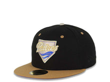 Load image into Gallery viewer, San Diego Padres New Era MLB 59FIFTY 5950 Fitted Cap Hat Black Crown Wheat Visor Metallic Gold/Metallic White Logo Stadium Side Patch
