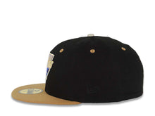 Load image into Gallery viewer, San Diego Padres New Era MLB 59FIFTY 5950 Fitted Cap Hat Black Crown Wheat Visor Metallic Gold/Metallic White Logo Stadium Side Patch