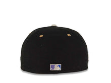 Load image into Gallery viewer, San Diego Padres New Era MLB 59FIFTY 5950 Fitted Cap Hat Black Crown Wheat Visor Metallic Gold/Metallic White Logo Stadium Side Patch