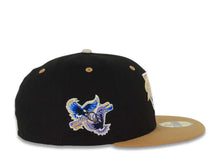 Load image into Gallery viewer, San Diego Padres New Era MLB 59FIFTY 5950 Fitted Cap Hat Black Crown Wheat Visor Metallic Gold/Metallic White Logo Stadium Side Patch