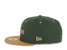 Load image into Gallery viewer, San Diego Padres New Era MLB 59FIFTY 5950 Fitted Cap Hat Green Crown Light Brown Visor Metallic Brown/Pale Purple Script Logo 25th Anniversary Side Patch
