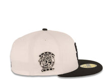 Load image into Gallery viewer, San Diego Padres New Era MLB 59FIFTY 5950 Fitted Cap Hat White Crown Black Visor Black Logo 25th Anniversary Side Patch Green UV
