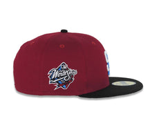 Load image into Gallery viewer, San Diego Padres New Era MLB 59FIFTY 5950 Fitted Cap Hat Cotton Cardinal Crown Black Visor White/Blue Logo 1998 World Series Side Patch