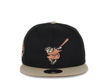 Load image into Gallery viewer, San Diego Padres New Era MLB 9FIFTY 950 Snapback Cap Hat Black Crown Khaki Visor Metallic Brown/Black Swinging Friar Logo Established 1969 Side Patch Dark Orange UV
