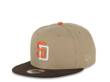 Load image into Gallery viewer, San Diego Padres New Era MLB 9FIFTY 950 Snapback Cap Hat Khaki Crown Brown Visor Orange/White Logo Stadium Side Patch Green UV