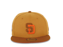 Load image into Gallery viewer, San Diego Padres New Era MLB 9FIFTY 950 Snapback Cap Hat Tan Crown Brown Visor Brown/Orange Logo 40th Anniversary Side Patch Orange UV
