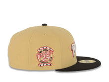 Load image into Gallery viewer, San Diego Padres New Era MLB 59FIFTY 5950 Fitted Cap Hat Yellow Green Crown Black Visor White/Metallic Red Script Logo 25th Anniversary Side Patch