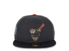 Load image into Gallery viewer, San Diego Padres New Era MLB 59FIFTY 5950 Fitted Cap Hat Graphite/Navy Metallic Black/Red Swinging Friar Jackie Robinson 50th Anniversary Side Patch