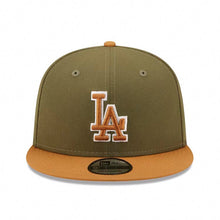 Load image into Gallery viewer, Los Angeles Dodgers New Era MLB 9FIFTY 950 Snapback Cap Hat Olive Green Crown Light Brown Visor Brown/White Logo (2-Tone Color Pack)