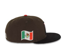 Load image into Gallery viewer, (Corduroy Visor) Mexico New Era World Baseball Classic WBC 59FIFTY 5950 Fitted Cap Hat Brown Crown Black Visor White/Red/Black Logo Red UV
