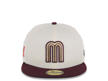 Load image into Gallery viewer, Mexico New Era World Baseball Classic WBC 59FIFTY 5950 Fitted Cap Hat Cream Crown Maroon Visor Metallic Gold/Maroon Logo Green UV