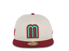 Load image into Gallery viewer, Mexico New Era World Baseball Classic WBC 59FIFTY 5950 Fitted Cap Hat Cream Crown Cardinal Visor Green/White/Cardinal Logo Green UV