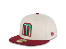 Load image into Gallery viewer, Mexico New Era World Baseball Classic WBC 59FIFTY 5950 Fitted Cap Hat Cream Crown Cardinal Visor Green/White/Cardinal Logo Green UV