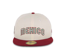 Load image into Gallery viewer, Mexico New Era World Baseball Classic WBC 59FIFTY 5950 Fitted Cap Hat Cream Crown Cardinal Visor Green/White/Cardinal Script Logo Green UV
