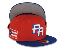 Load image into Gallery viewer, Puerto Rico New Era World Baseball Classic WBC 59FIFTY 5950 Fitted Cap Hat Red Crown Light Royal Blue Visor White/Light Royal Blue Logo Gray UV
