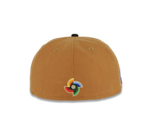 Load image into Gallery viewer, Puerto Rico New Era World Baseball Classic WBC 59FIFTY 5950 Fitted Cap Hat Light Brown Crown Black Visor White/Metallic Gold Logo Gray UV