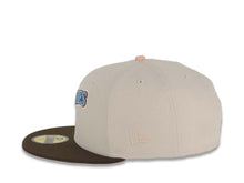 Load image into Gallery viewer, San Diego Padres New Era MLB 59FIFTY 5950 Fitted Cap Hat Stone Crown Brown Visor Sky Blue/Light Peach Logo 25th Anniversary Side Patch Light Peach UV