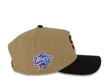 Load image into Gallery viewer, (Corduroy Visor) San Diego Padres New Era MLB 940 A-Frame Adjustable Cap Hat Khaki Crown Black Visor Navy/Orange Logo 1998 World Series Side Patch