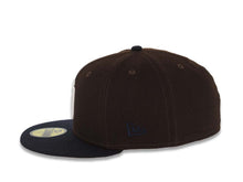 Load image into Gallery viewer, San Diego Padres New Era MLB 59FIFTY 5950 Fitted Cap Hat Dark Brown Crown Navy Blue Visor White Logo 1998 World Series Side Patch Pink UV