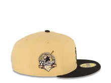 Load image into Gallery viewer, San Diego Padres New Era MLB 59FIFTY 5950 Fitted Cap Hat Vegas Gold Crown Black Visor Metallic Gold Catching Friar Logo 40th Anniversary Side Patch
