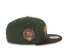 Load image into Gallery viewer, San Diego Padres New Era MLB 59FIFTY 5950 Fitted Cap Hat Olive Green Crown Brown Visor Tan/Cream Script Logo 40th Anniversary Side Patch Tan UV