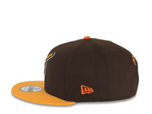 Load image into Gallery viewer, San Diego Padres New Era MLB 9FIFTY 950 Snapback Cap Hat Brown Crown Yellow Visor Brown/Yellow Swinging Friar Logo Green UV