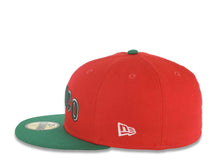Load image into Gallery viewer, Mexico New Era WBC World Baseball Classic 59FIFTY 5950 Fitted Cap Hat Red Crown Green Visor Green/White Arch Script/Text Logo M Side Logo Patch