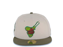 Load image into Gallery viewer, San Diego Padres New Era MLB 59FIFTY 5950 Fitted Cap Hat Stone Crown Olive Green Visor Green/Brown Swinging Friar Logo 40th Anniversary Side Patch