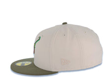 Load image into Gallery viewer, San Diego Padres New Era MLB 59FIFTY 5950 Fitted Cap Hat Stone Crown Olive Green Visor Green/Brown Swinging Friar Logo 40th Anniversary Side Patch