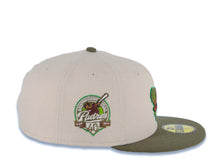 Load image into Gallery viewer, San Diego Padres New Era MLB 59FIFTY 5950 Fitted Cap Hat Stone Crown Olive Green Visor Green/Brown Swinging Friar Logo 40th Anniversary Side Patch