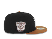 Load image into Gallery viewer, (Pin Included) San Diego Padres New Era MLB 59FIFTY 5950 Fitted Cap Hat Black Crown Brown Visor White Cooperstown Logo Go Padres Side Patch Green UV