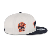 Load image into Gallery viewer, San Diego Padres New Era MLB 9FIFTY 950 Snapback Cap Hat Cream Crown Navy Visor Navy/Metallic Silver Script Logo 25th Anniversary Side Patch Gray UV