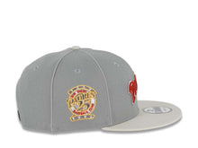 Load image into Gallery viewer, San Diego Padres New Era MLB 9FIFTY 950 Snapback Cap Hat Gray Crown Piping Stone Visor Metallic Black Script Logo 25th Anniversary Side Patch Red UV