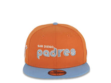 Load image into Gallery viewer, San Diego Padres New Era MLB 59FIFTY 5950 Fitted Cap Hat Orange Crown Sky Blue Visor Metallic Blue/Glow Whie Script Logo 1978 All-Star Game Side Patch