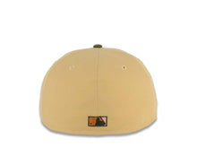 Load image into Gallery viewer, San Diego Padres New Era MLB 59FIFTY 5950 Fitted Cap Hat Vegas Gold Crown Olive Green Visor Olive Green/Ligth Brown Logo 1992 All-Star Game Side Patch Light Peach UV