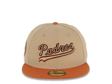 Load image into Gallery viewer, San Diego Padres New Era MLB 59FIFTY 5950 Fitted Cap Hat Khaki Crown Dark Orange Visor Metallic Copper/Black Logo Centennial Side Patch Stone UV