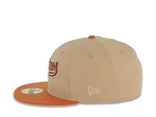 Load image into Gallery viewer, San Diego Padres New Era MLB 59FIFTY 5950 Fitted Cap Hat Khaki Crown Dark Orange Visor Metallic Copper/Black Logo Centennial Side Patch Stone UV