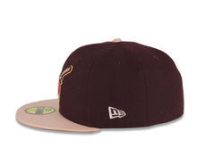 Load image into Gallery viewer, (Youth) San Diego Padres New Era MLB 59FIFTY 950 Snapback Cap Hat Maroon Crown Light Peach Visor Pink/Metallic Gold Logo 25th Anniversary Side Patch
