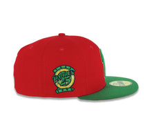 Load image into Gallery viewer, San Diego Padres New Era MLB 59FIFTY 5950 Fitted Cap Hat Red Crown Green Visor Green/Metallic Gold P Logo 25th Anniversary Side Patch Metallic Gold UV